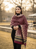 Winter Wear - Stylish Burgundy Acrylic Stole For Women.