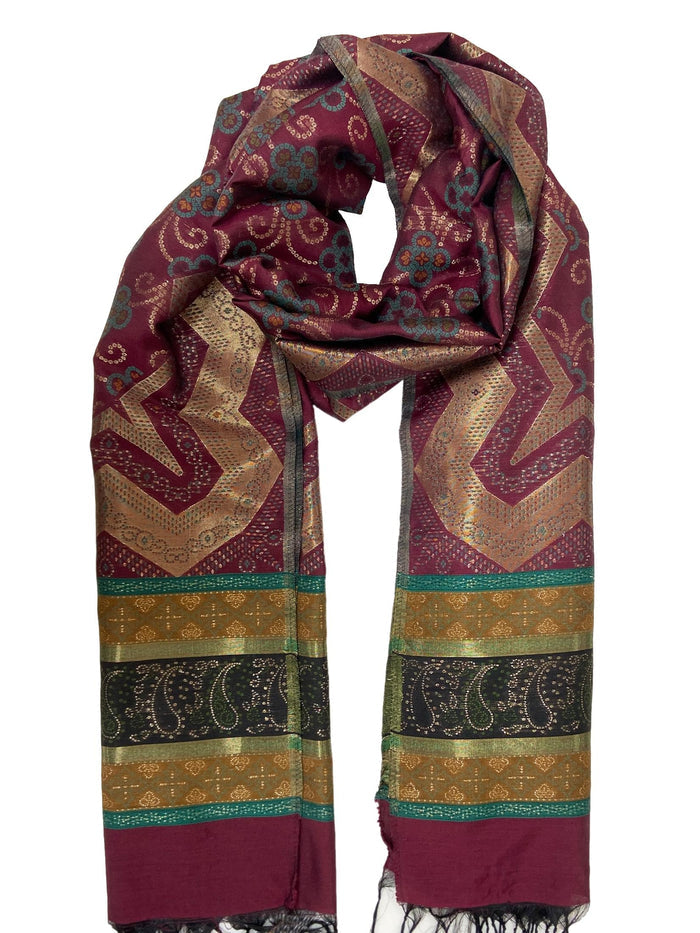 Winter Wear - Stylish Burgundy Acrylic Stole For Women.