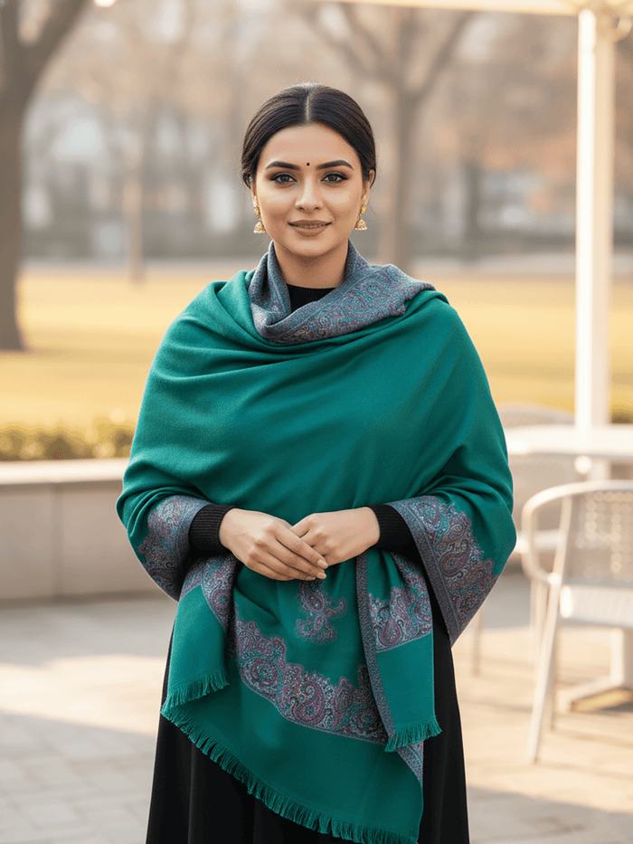 Winter Wear - Stylish Green Acrylic Stole For Women.