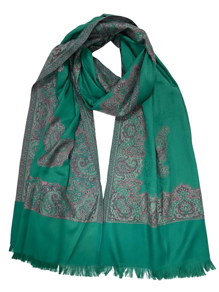 Winter Wear - Stylish Green Acrylic Stole For Women.