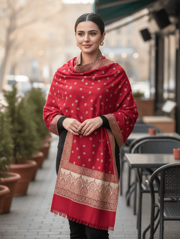 Winter Wear - Stylish Maroon Acrylic Stole For Women.