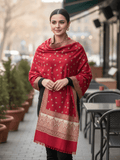 Winter Wear - Stylish Maroon Acrylic Stole For Women.