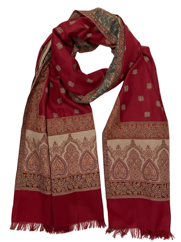 Winter Wear - Stylish Maroon Acrylic Stole For Women.