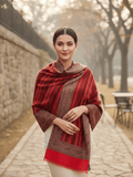 Winter Wear - Stylish Red Acrylic Stole For Women.
