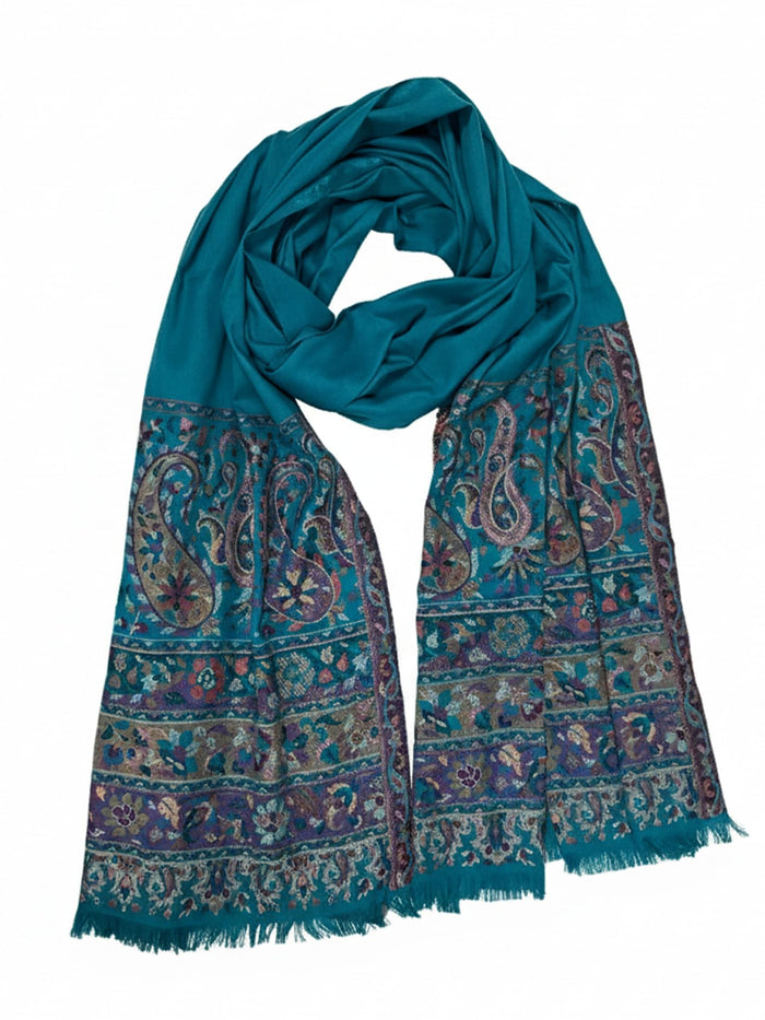 Winter Wear - Stylish Teal Acrylic Stole For Women.