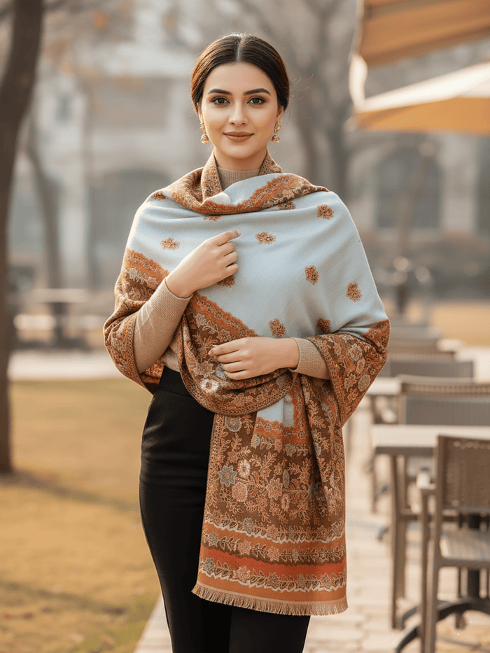Winter Wear - Trendy Beige Acrylic Stole For Women.