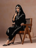 Winter Wear Velvet Black Embroidered Kurta Comfort Pant Dupatta.