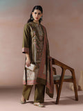 Winter Women Acrylic Jacquard Olive Woven Kurta Comfort Pant Dupatta.