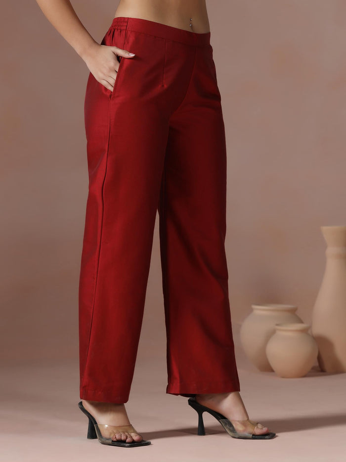 Winter Women Acrylic Jacquard Red Woven Kurta Comfort Pant Dupatta.
