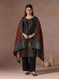 Winter Women Jacquard Black Woven Kurta Comfort Pant Dupatta.