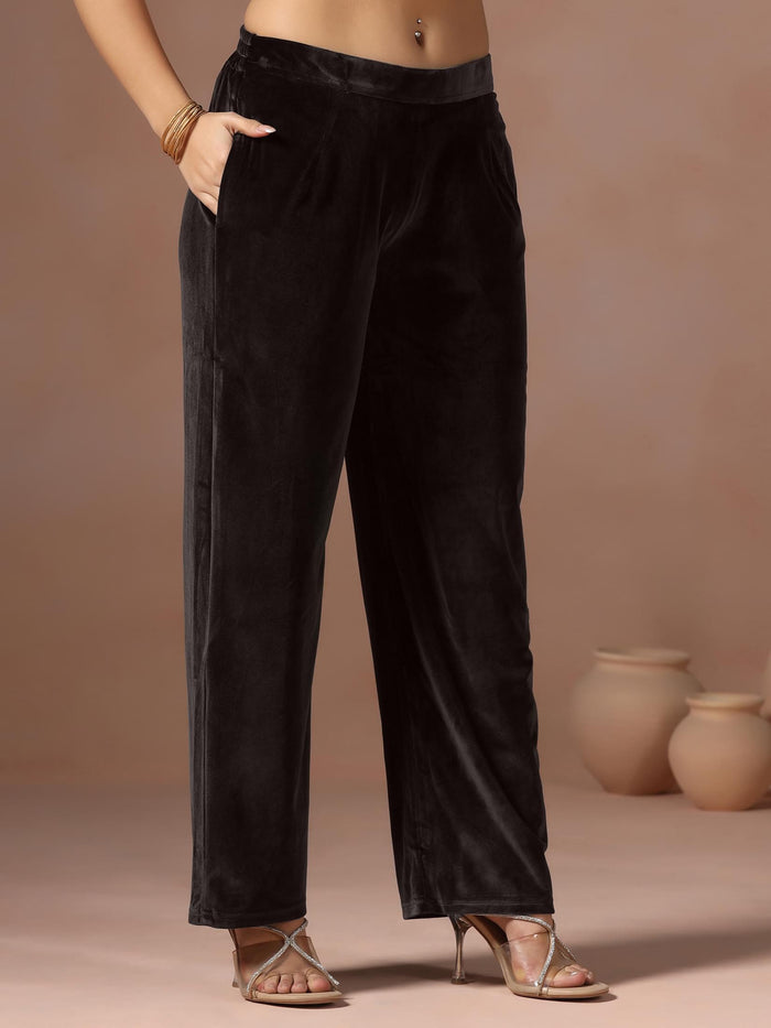 Winter Women Velvet Brown Embroidered Kurta Comfort Pant Dupatta.