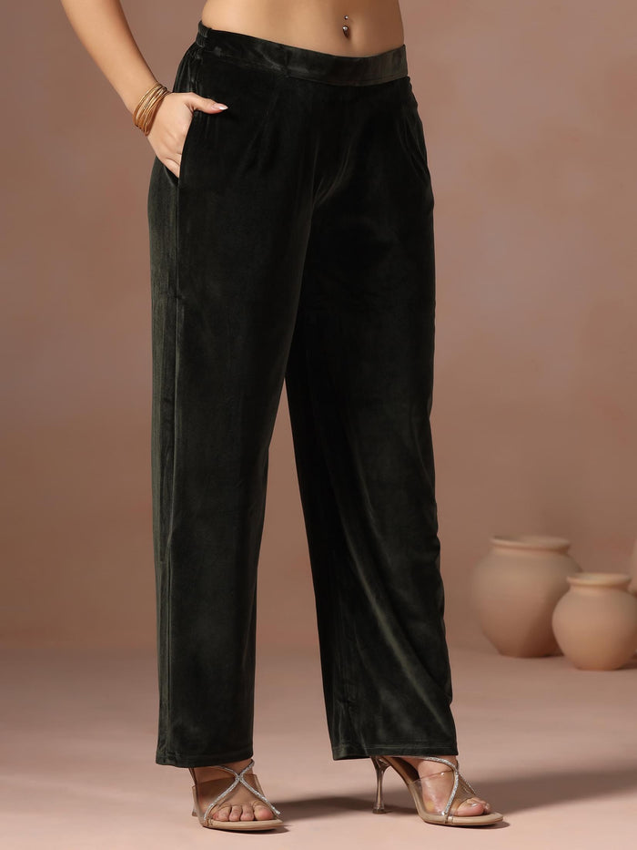 Winter Women Velvet Embroidered Blue Kurta Comfort Pant Dupatta.