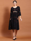 Women Black Geometric Print Dress.