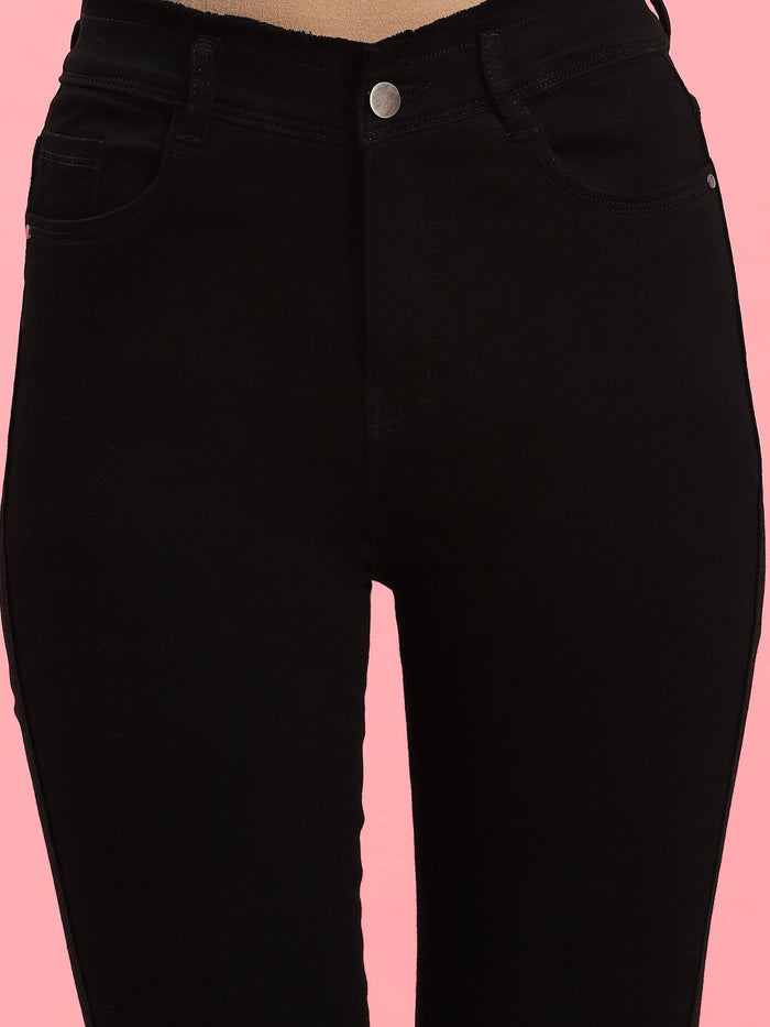 Women Black Narrow Fringe Jegging.