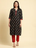 Women Black Ornamental Print Kurta.