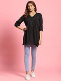 Women Black Solid Tunic.