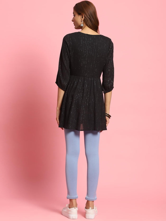 Women Black Solid Tunic.