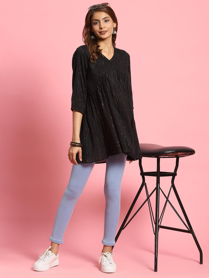 Women Black Solid Tunic.