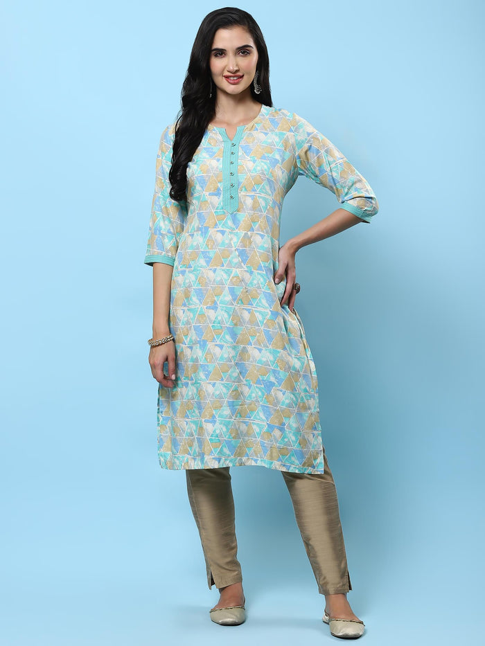 Women Blue Abstract Printed Kurta.