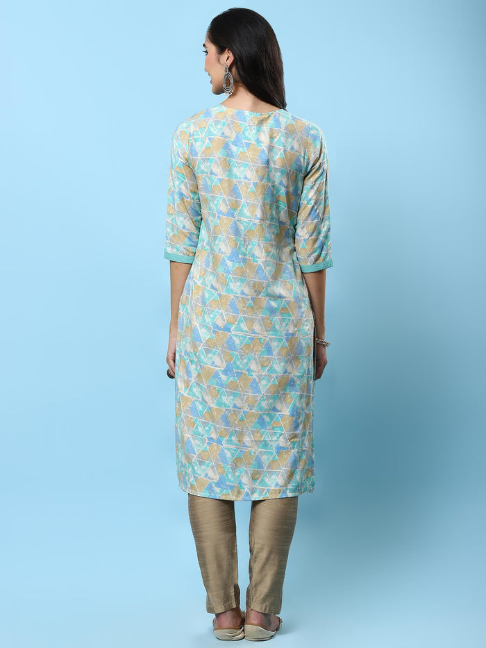 Women Blue Abstract Printed Kurta.