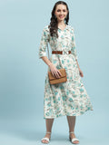 Women Blue Floral Print Dress.