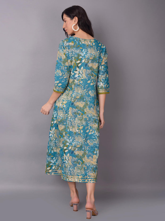 Women Blue Floral Printed Dress.
