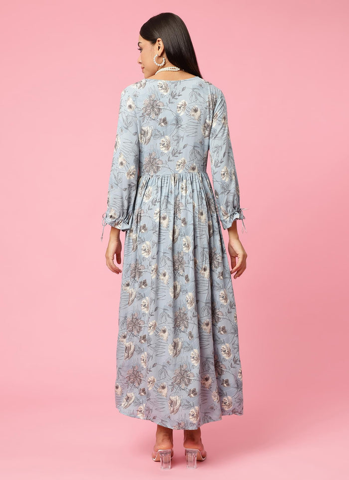 Women Blue Floral Printed Dress.