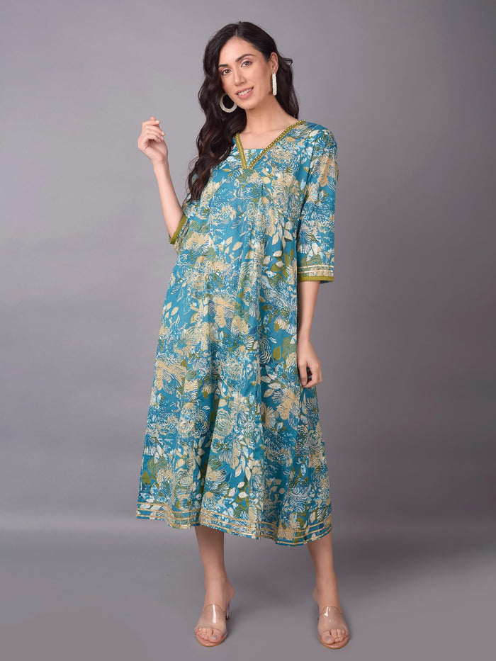 Women Blue Floral Printed Dress.