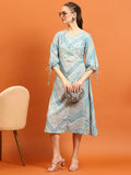 Women Blue Geometric Printed Dress.