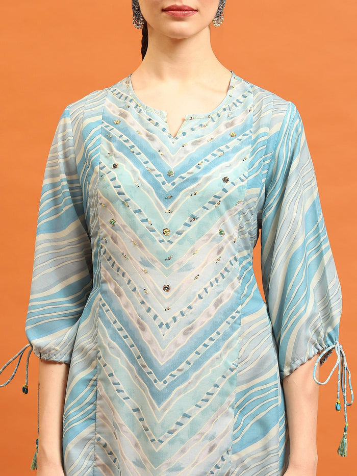 Women Blue Geometric Printed Dress.