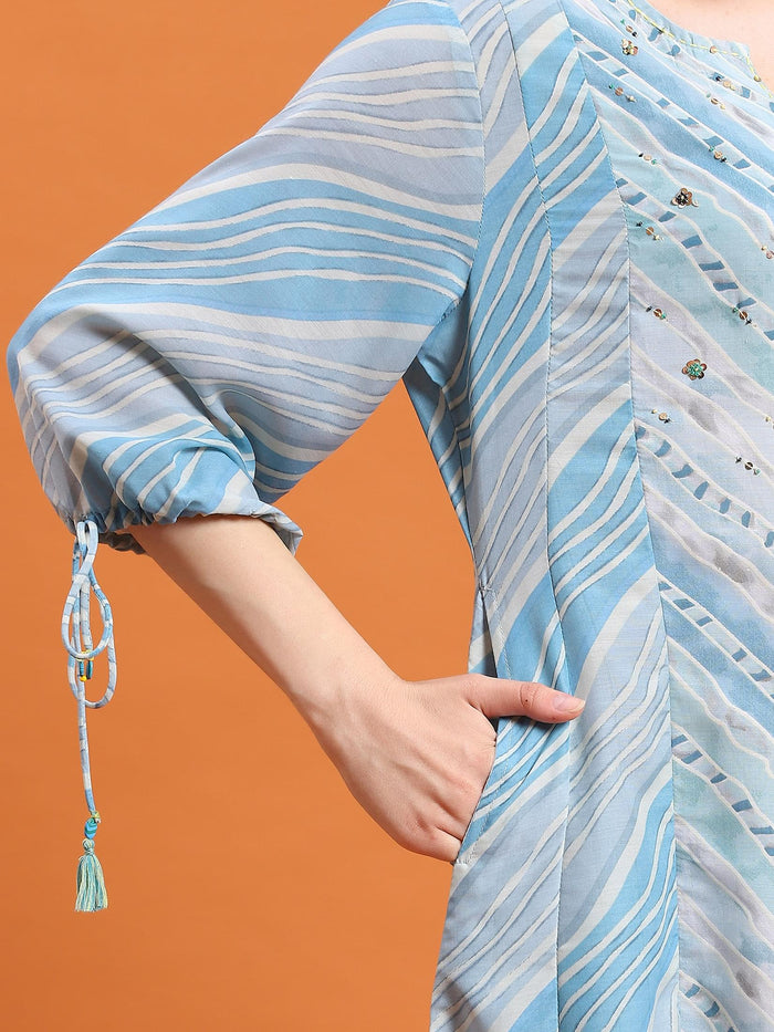Women Blue Geometric Printed Dress.