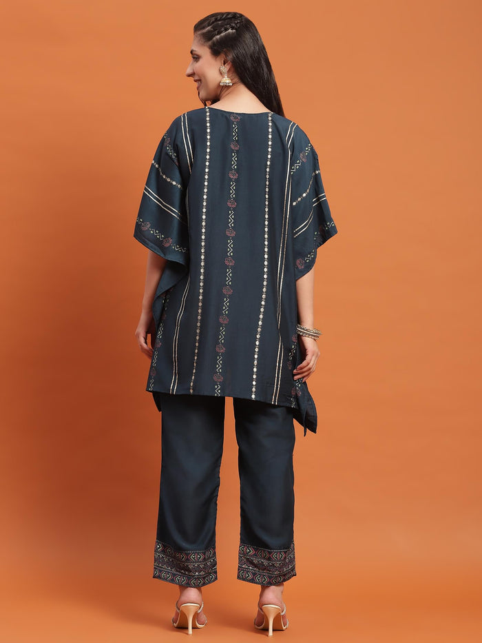 Women Blue Printed Co-Ord Set.