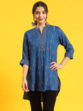 Women Blue Printed Tunic.