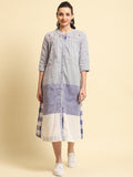 Women Blue Stripe Printed Dress.