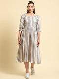 Women Blue Stripe Printed Dress.