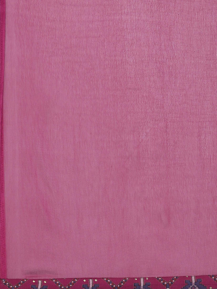 Women Burgundy Abstract Printed Kurta Wide Pant Dupatta.