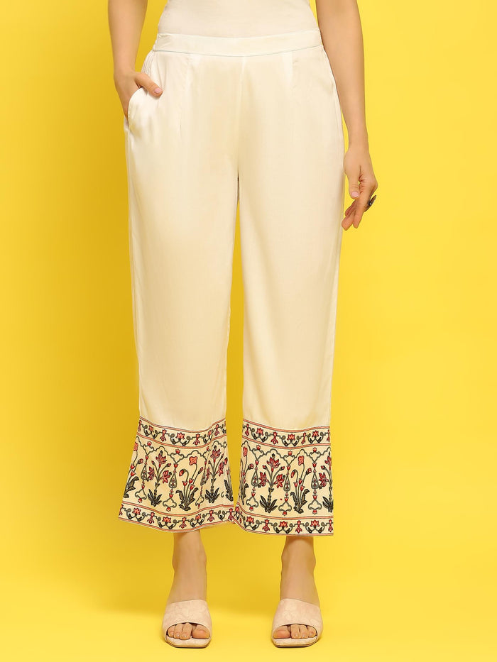 Women Cambric White Pink Kurta Comfort Pant Dupatta.