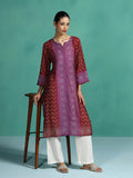 Women Chanderi Purple Printed Kurta.