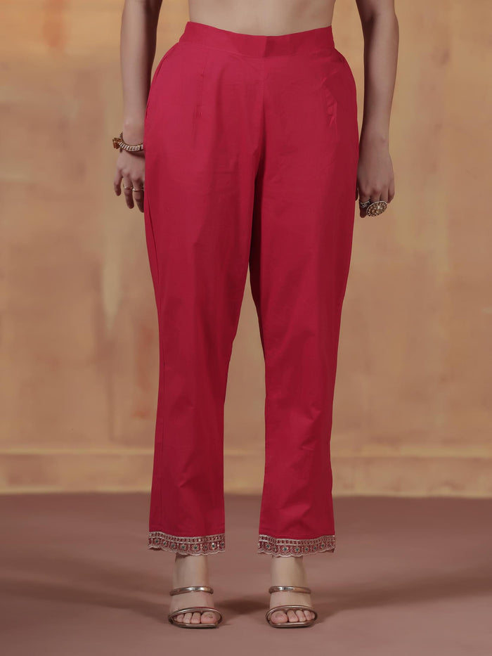 Women Chinon Pink Embroidered Kurta Comfort Pant Dupatta.