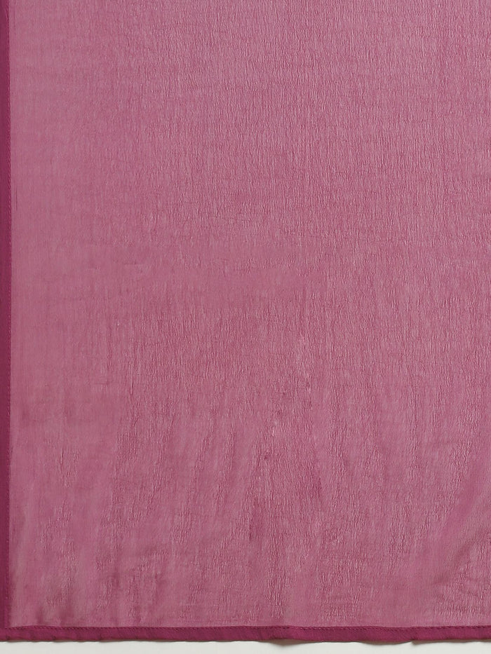 Women Chinon Purple Floral Print Kurta Sharara Dupatta.
