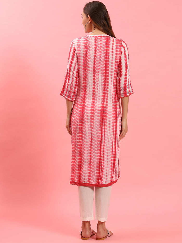 Women Coral Tie Dye Printed Kurta.