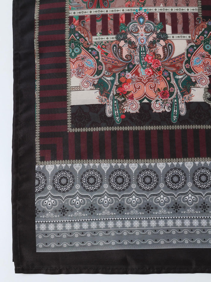 Women Cotton Black Embroidered Kurta Comfort Pant With Dupatta.