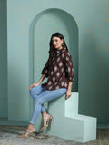 Women Cotton Brown Printed Tunic.