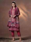 Women Cotton Maroon Embroidered Kurta Comfort Pant Dupatta.