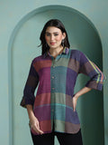 Women Cotton Multicolor Yarn Dyed Tunic.