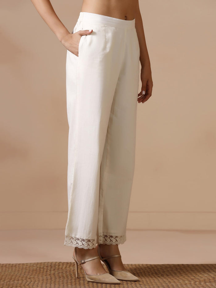 Women Cotton Off White Embroidered Co Ord Set.