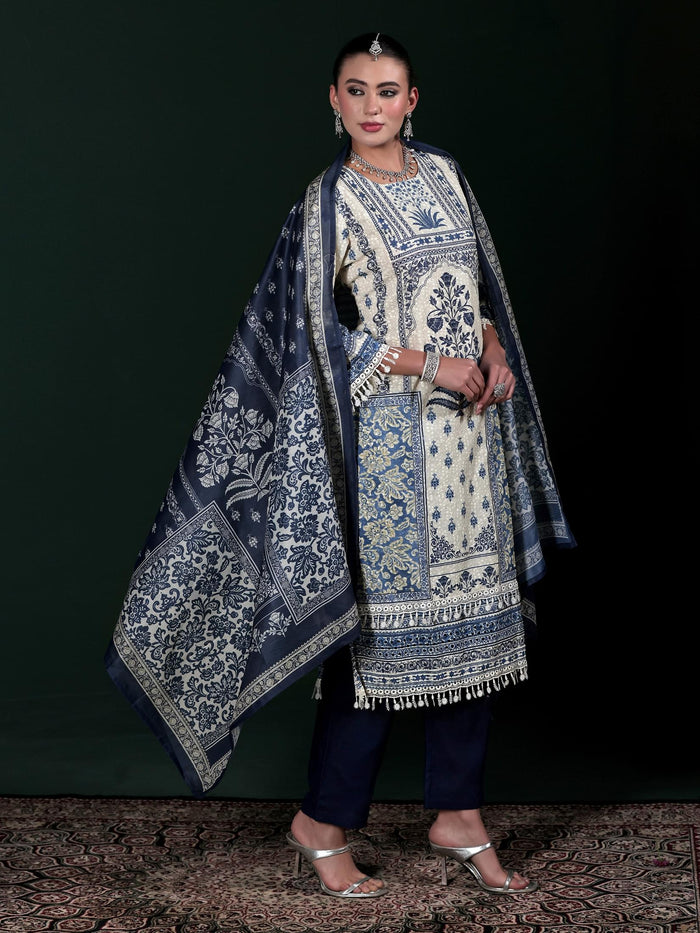 Women Cotton Off White Embroidered Kurta Comfort Pant Dupatta.