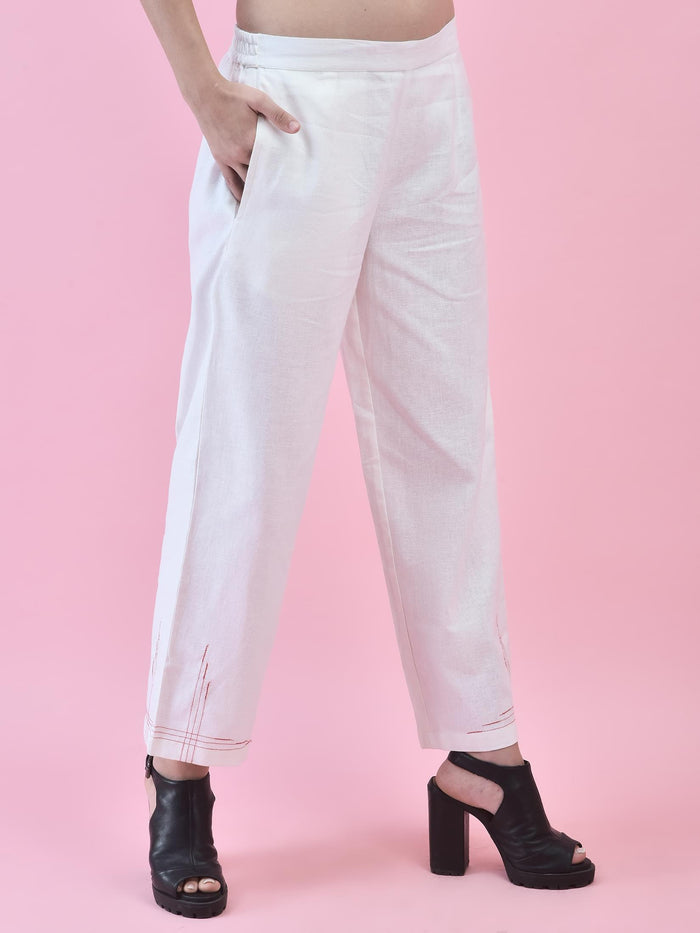 Women Cotton Off White Solid Co-Ord Set.