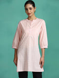 Women Cotton Peach Stripe Print Tunic.