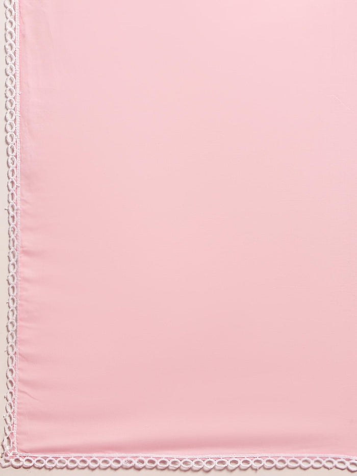 Women Cotton Pink Solid Kurta Comfort Pant Dupatta.